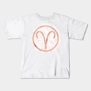 Rose Gold Marble Zodiac - Aries Kids T-Shirt